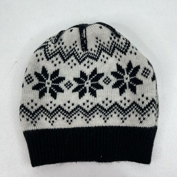 Hollister Slouchy Beanie Women’s Winter Hat Knit Fair Isle Black Front Logo Warm - Picture 5 of 8